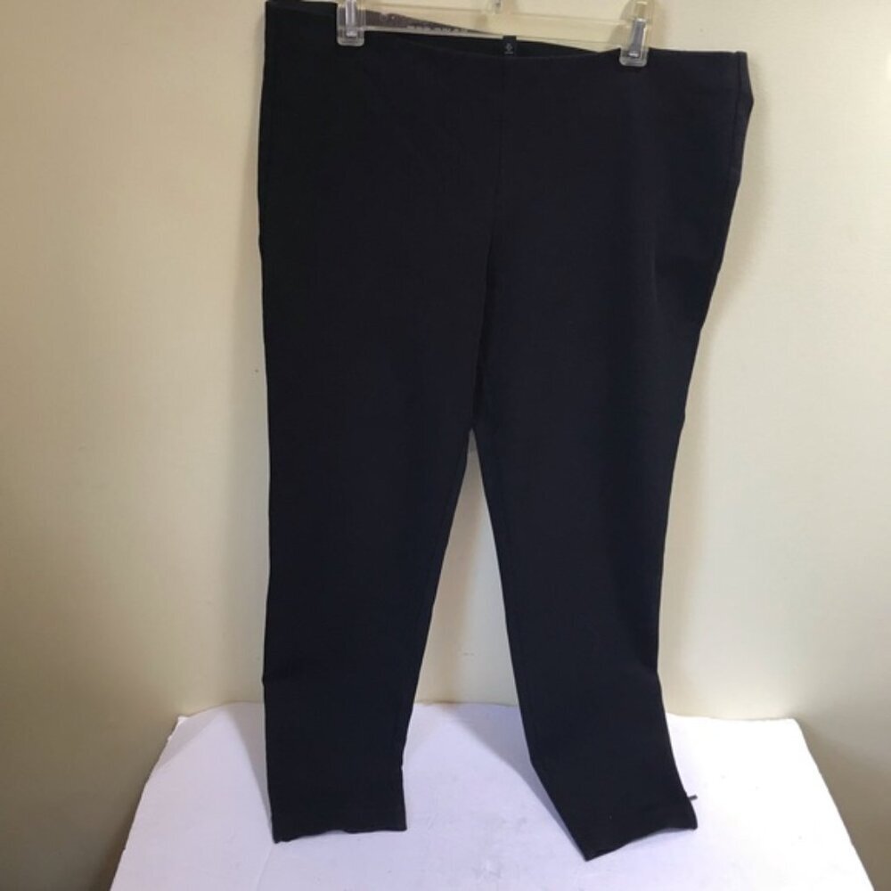 Eileen Fisher Zip Ankle Ponte PullOn Stretch Pants Minimalist Black Waist M PM - Picture 3 of 14